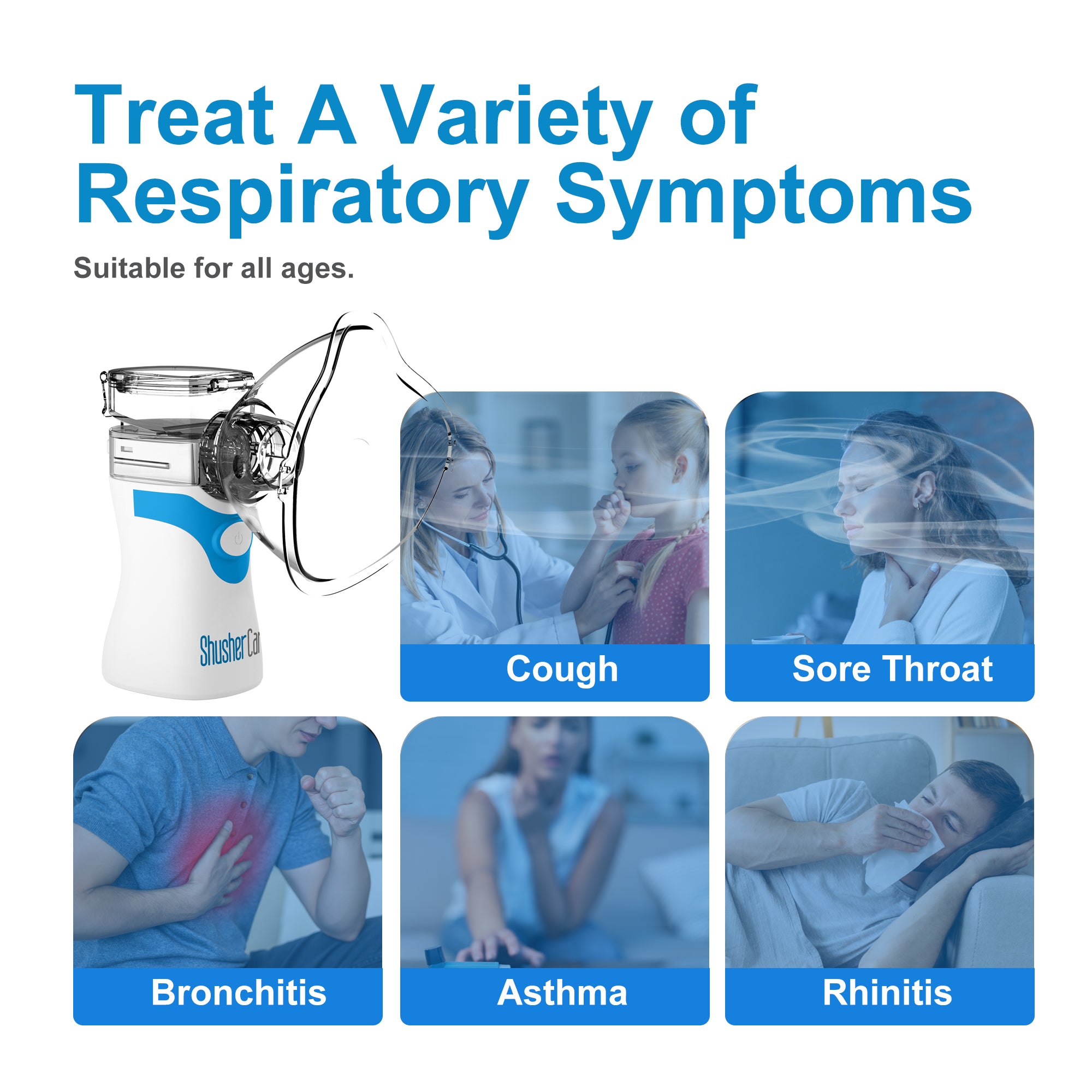 Shusher Care Bundle: Ultra Fine Mist Nebulizer & 20 Count Saline Ampoule