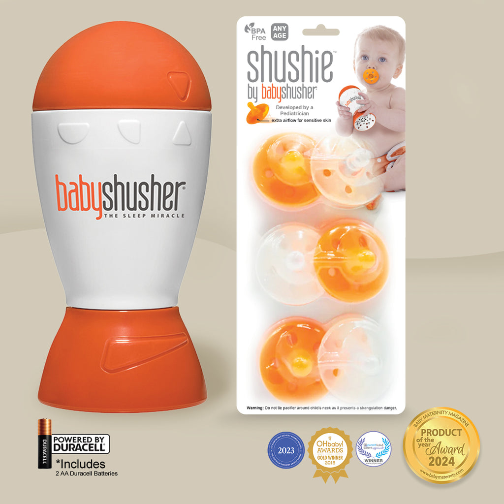 Baby Shusher and 6 ct Shushie Pacifier pack - BPA FREE - ANY AGE