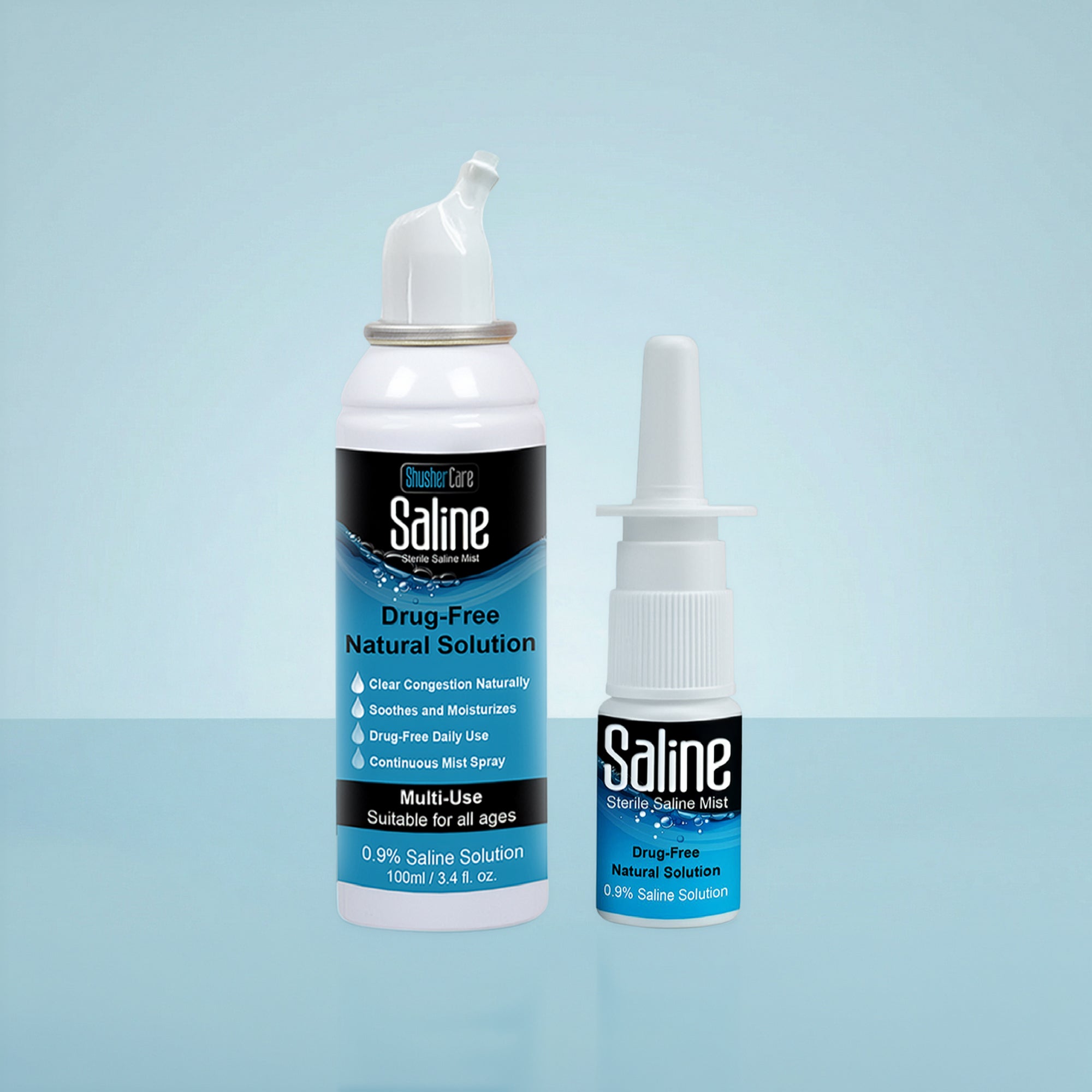 Shusher Care Saline Spray Bundle – 30 mL + 100 mL