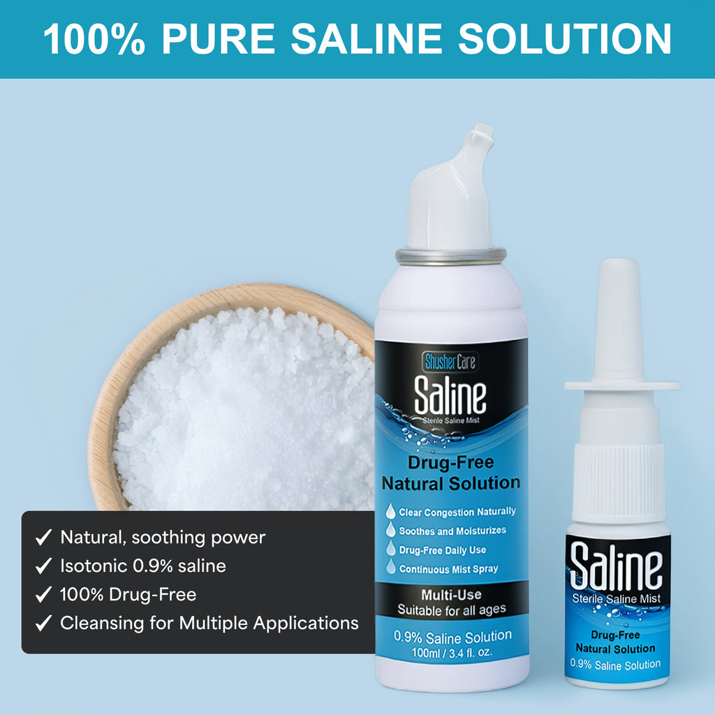 Shusher Care Saline Spray Bundle – 30 mL + 100 mL