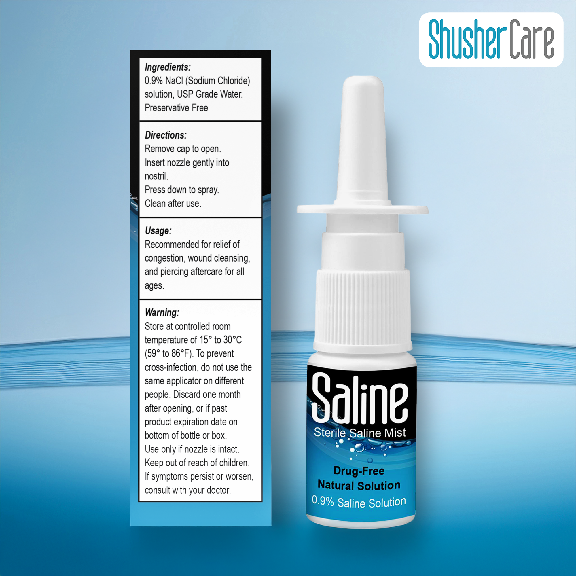 Shusher Care Saline 30 mL Pump Spray 3 Pack