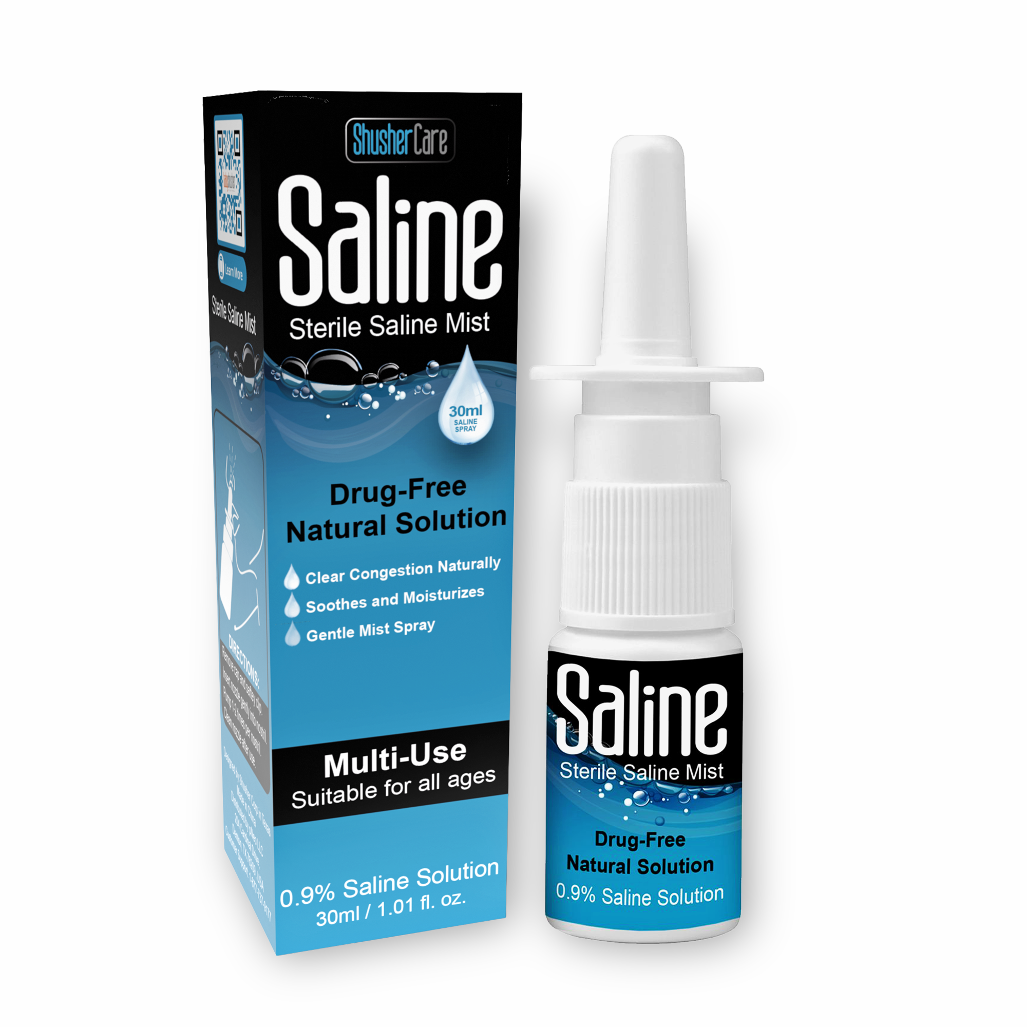 Shusher Care Saline 30 mL Pump Spray 3 Pack