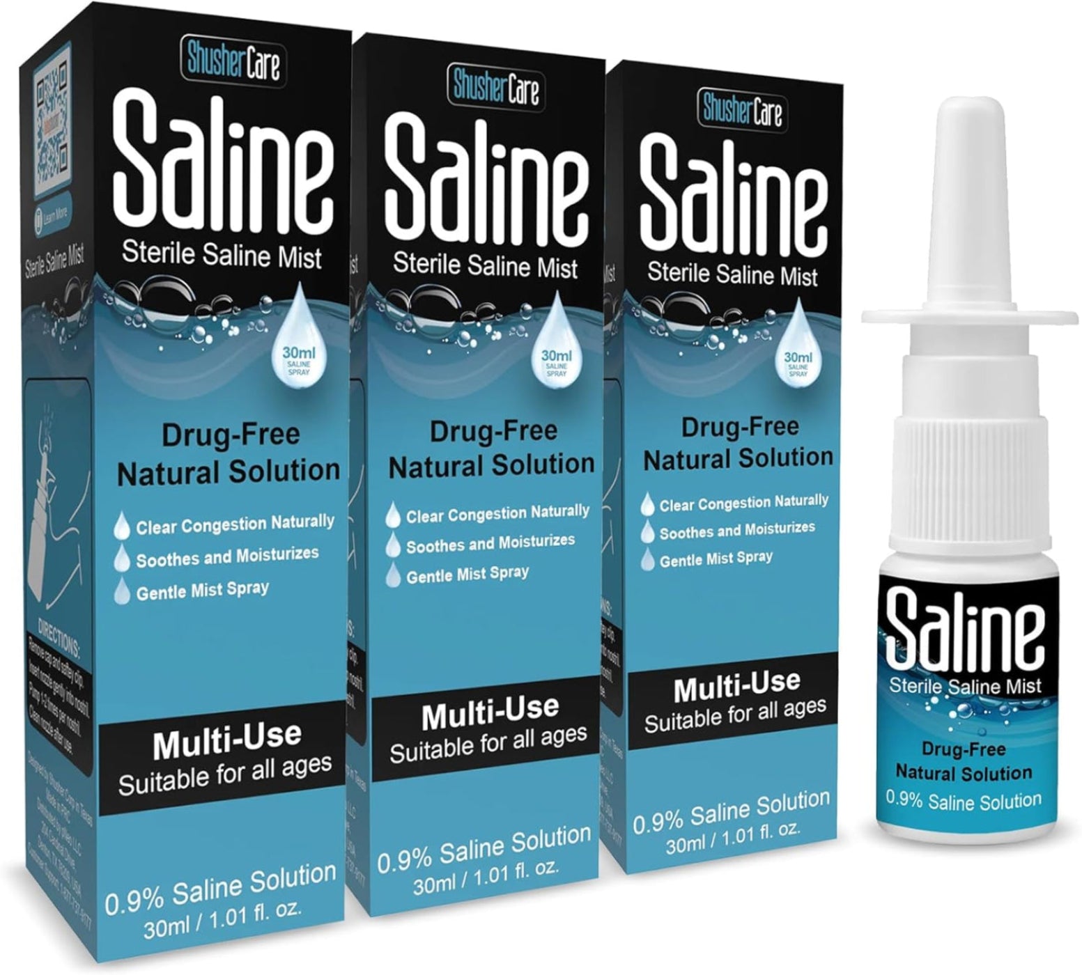 Shusher Care Saline 30 mL Pump Spray 3 Pack