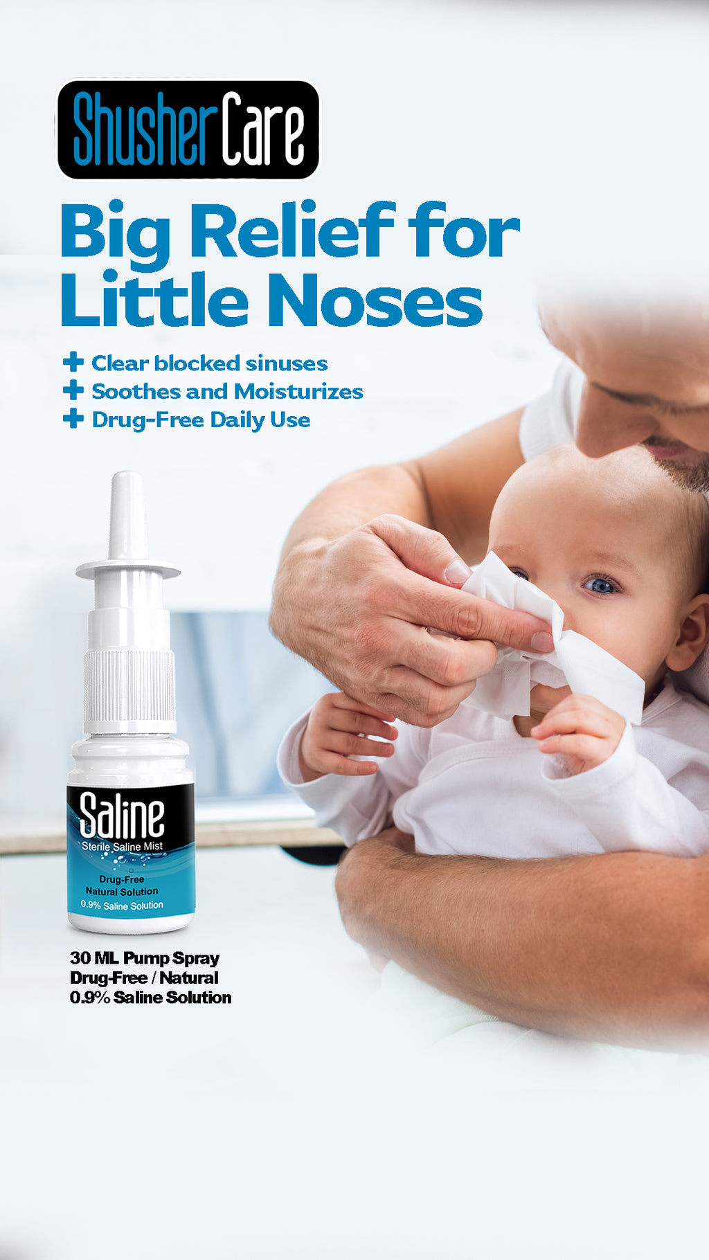 Shusher Care Saline 30 mL Pump Spray 3 Pack