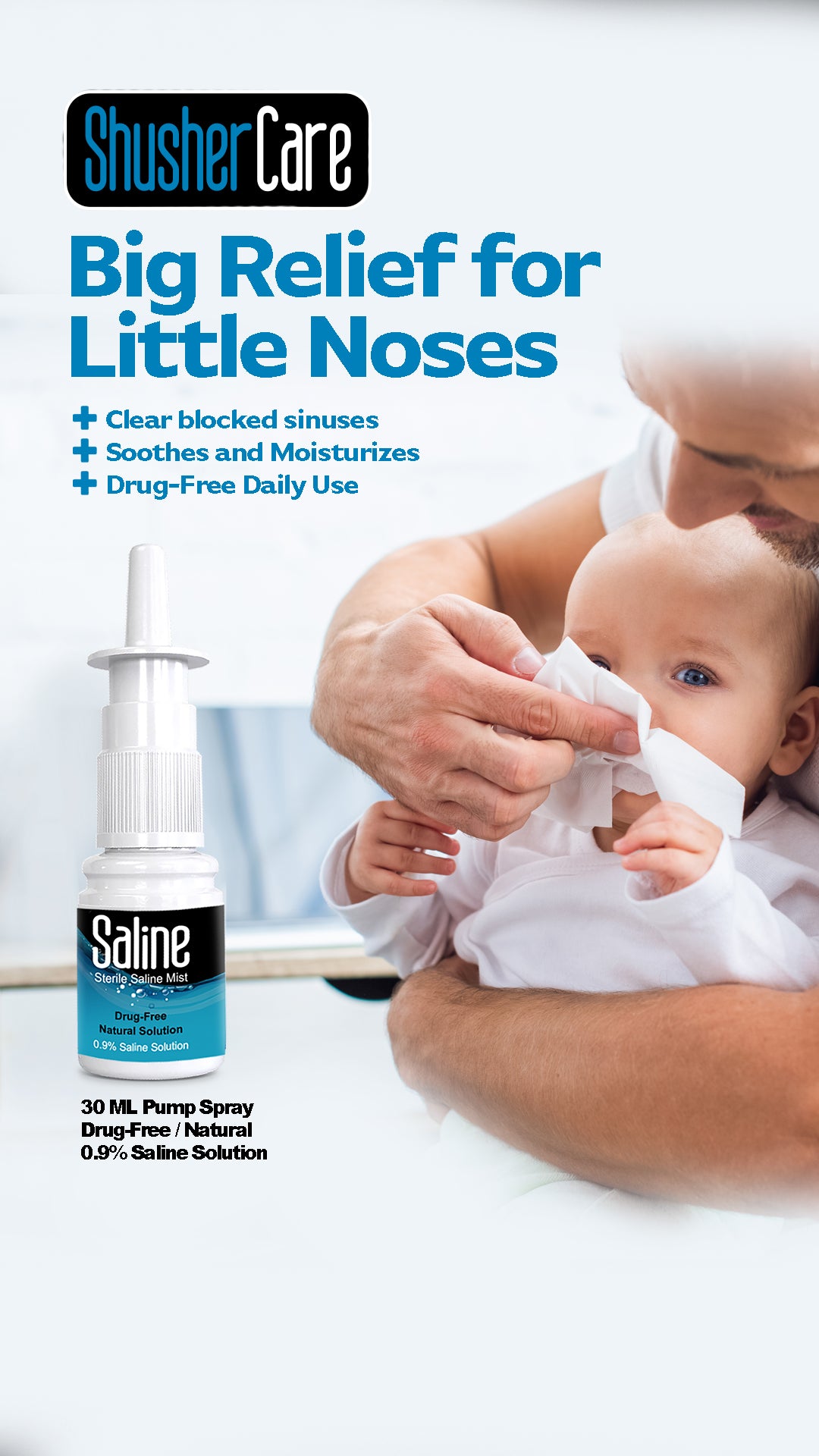 Shusher Care Saline 30 mL Pump Spray 3 Pack