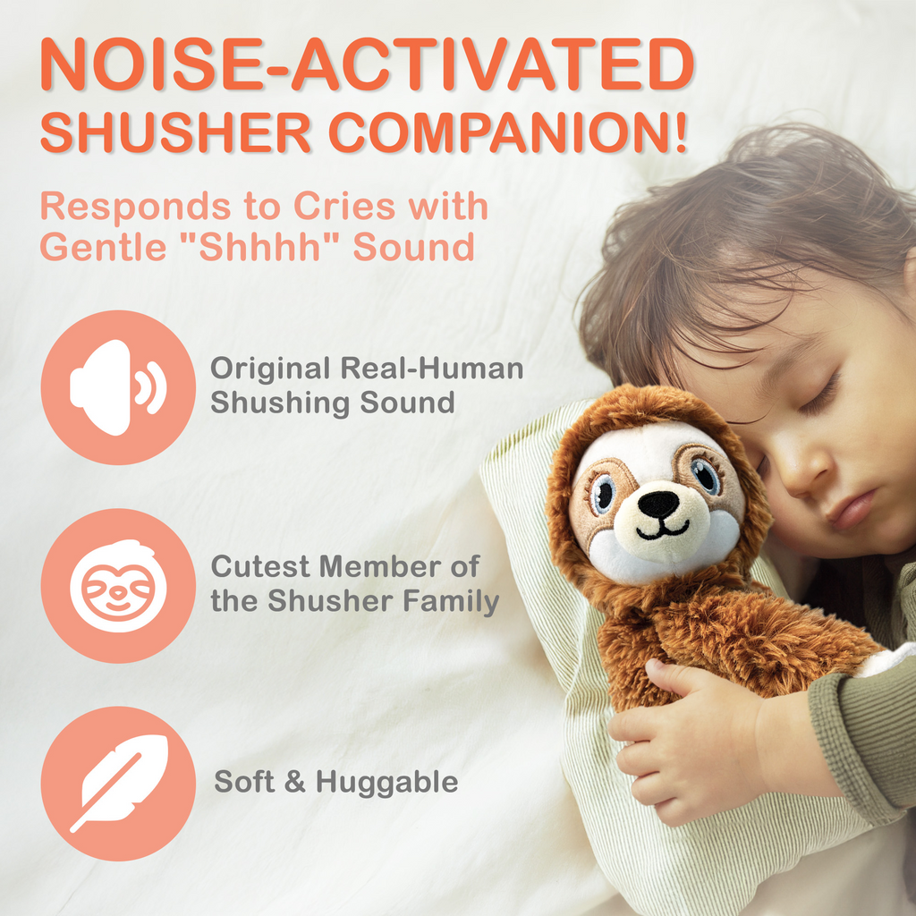 Baby Shusher Sloth Plush Sound Machine – Soothing Shushing Toy for Babies and Toddlers