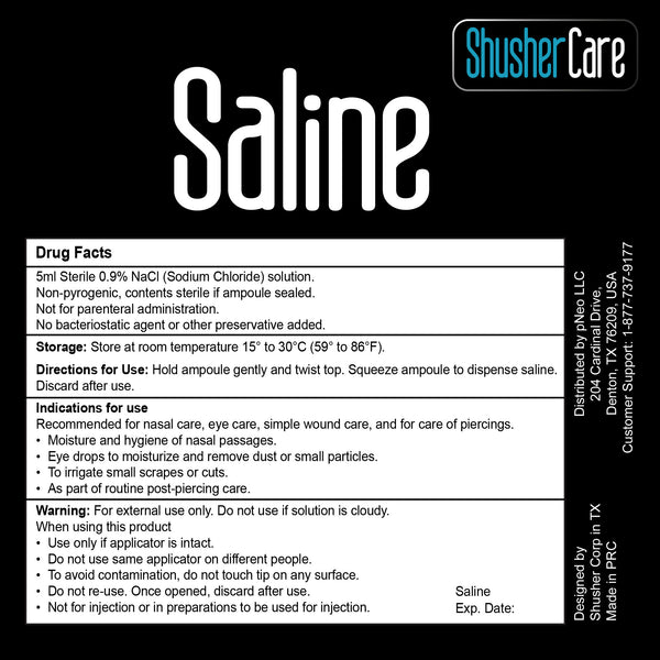 Shusher Care Saline 5 ML Drug Facts