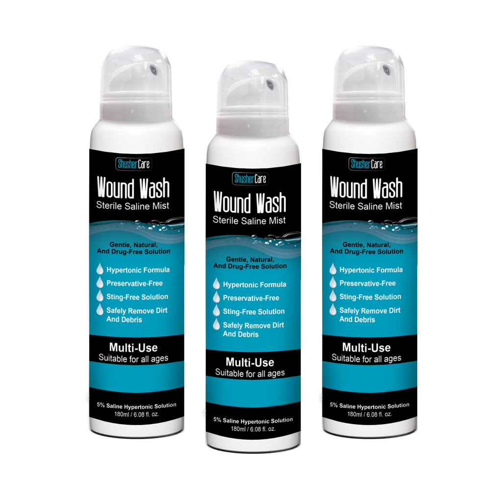 Shusher Care - Wound Wash 180mL - 5% Saline Spray 3 Pack