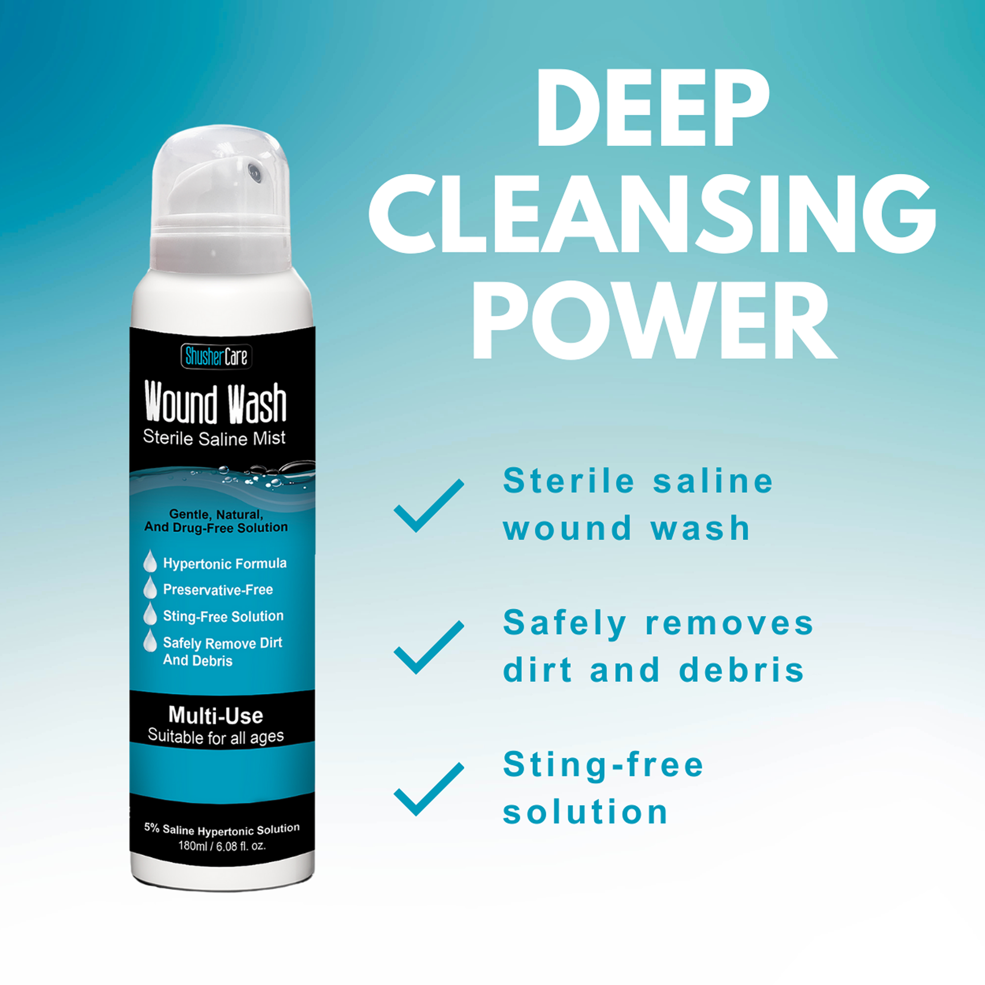 5% Saline Wound Wash 180ml – Sterile Saline Spray for Minor Cuts & Irrigation