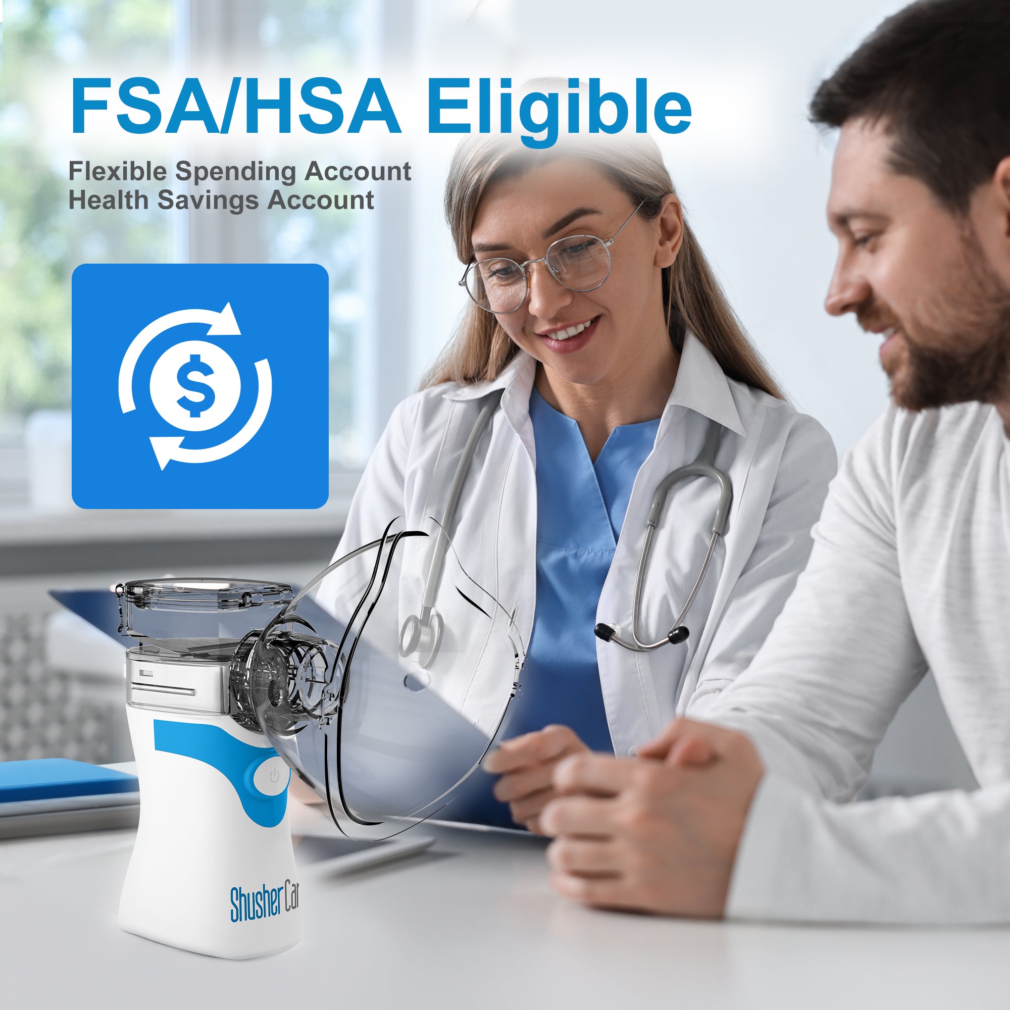 Shusher Care Bundle: Ultra Fine Mist Nebulizer & 20 Count Saline Ampoule