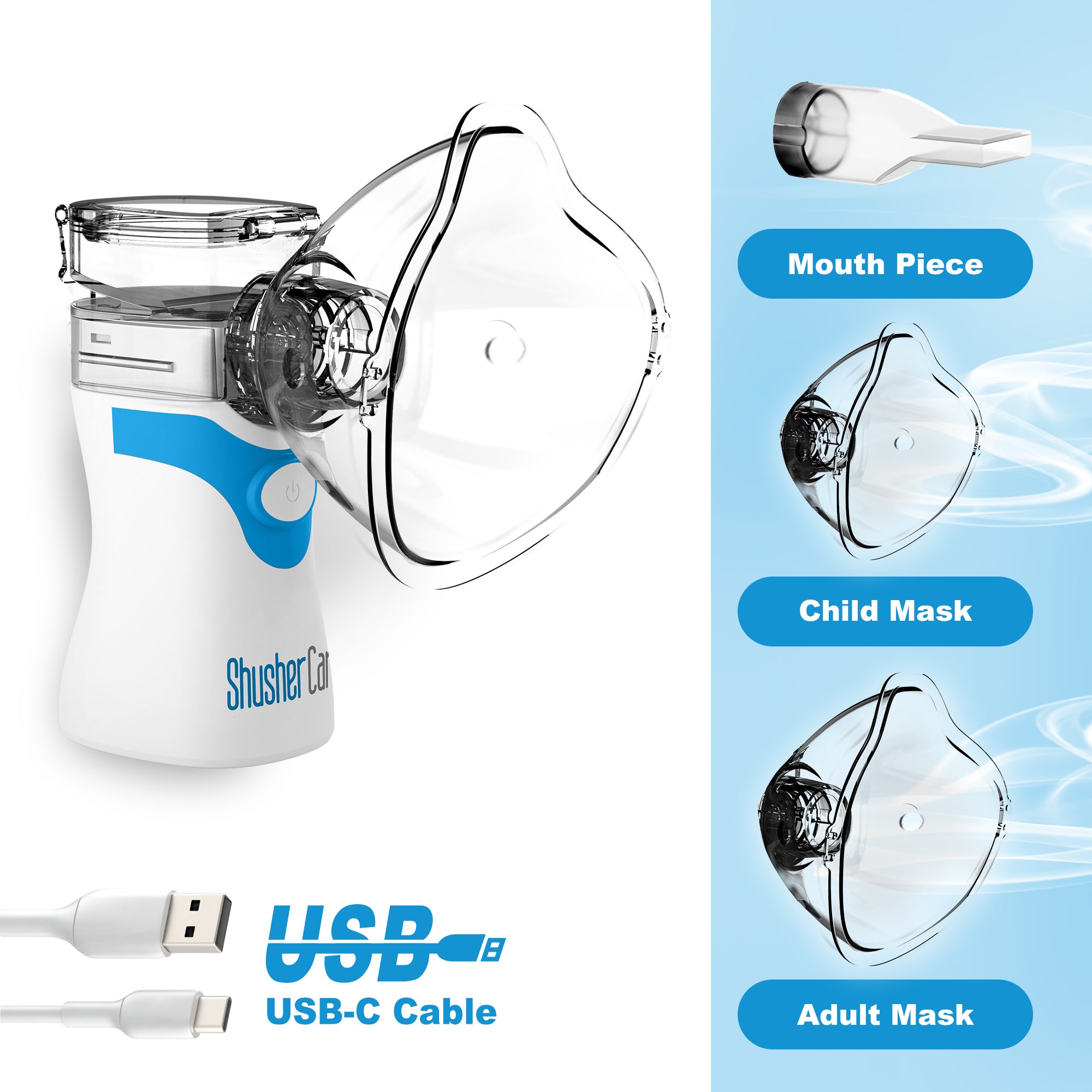 Shusher Care Bundle: Ultra Fine Mist Nebulizer & 20 Count Saline Ampoule