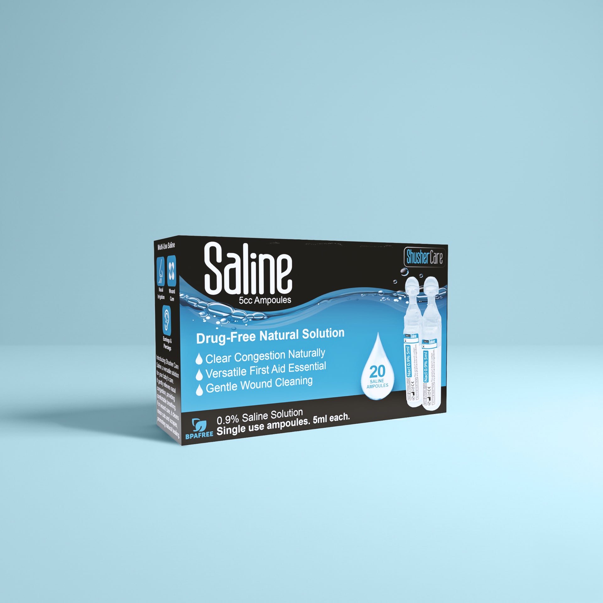 Care Saline Ampoules – Sterile Single Use Saline Solution Nasal Wound & Piercing Care