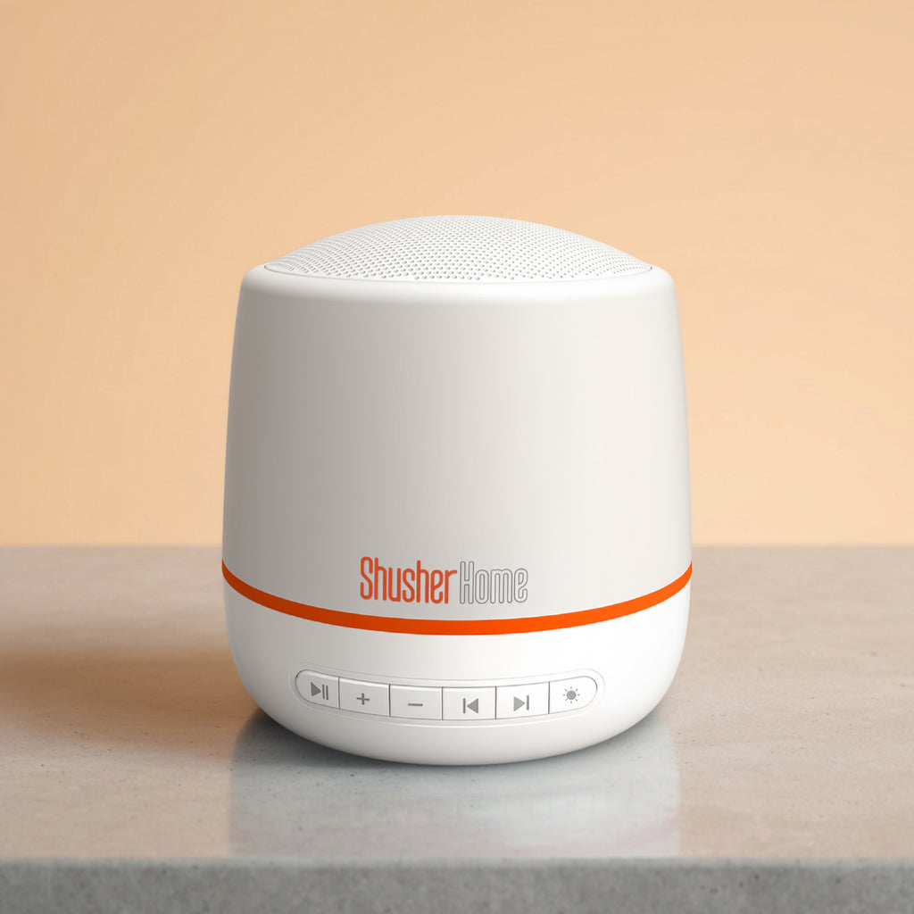 Shusher Home Smart Sound Machine – Dual Sound Blending, Sleep-Safe Light & App Control for Better Sleep